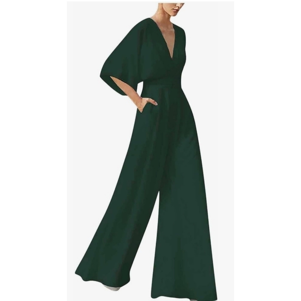 Woman's Dressy Forest Green Jumpsuit